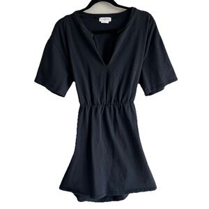 Lovers + Friends Black Short Sleeve Split Neck Mini Pullover Open Back Dress Med